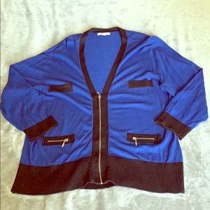 Black & Royal Blue Half zip cardigan